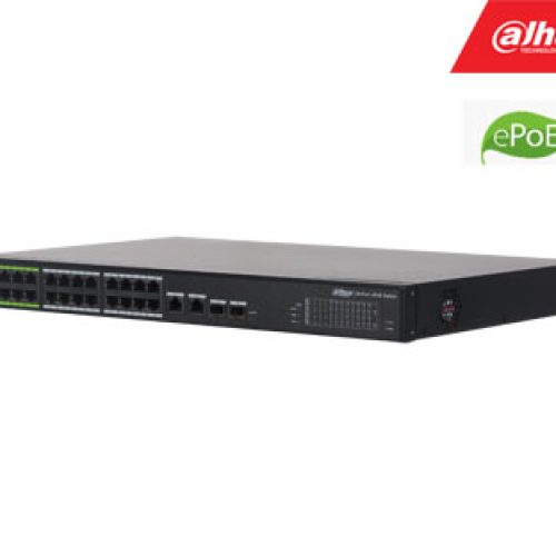 ePoE šakotuvas 100Mbps 24portu+2G uplink  + 2SFP, ePoE iki 800m, Hi-PoE