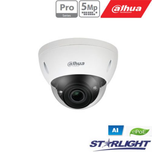 IP kam. AI 5M 2K Kupol. STARLIGHT IPC-HDBW5541E-ZE su LXIR iki 40m, 5MP(2592×1944) 1~20fps, 2.7mm–13