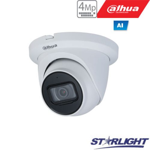 IP kamera kupol. 4MP STARLIGHT AI, IR pašvietimas iki 50m, 1/3” 2.8mm 103°, SMD, IVS, IP67, H.265,