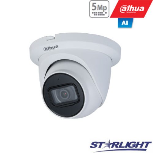 IP kamera kupol. 5MP STARLIGHT AI, IR pašvietimas iki 50m, 1/2.7” 2.8mm 98°, SMD, IVS, IP67, H.265,