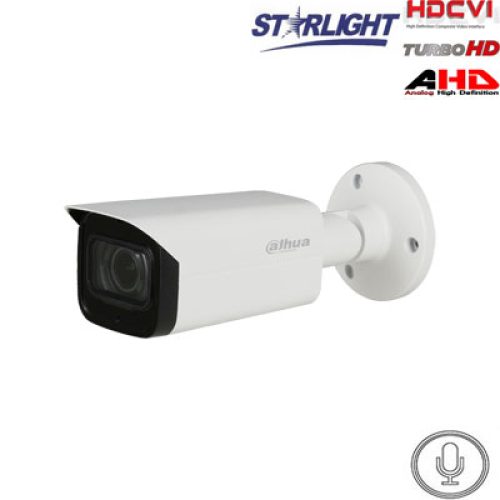 HD-CVI kam. STARLIGHT cilindrinė 2MP su LXIR iki 80m, 2.7~13.5mm automatinis obj, integruotas mik.