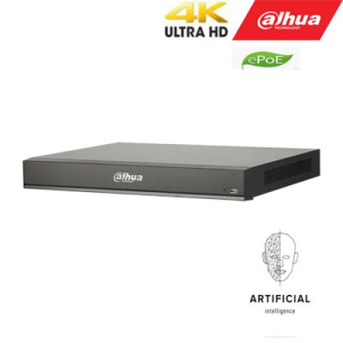 IP įrašymo įrenginys 16kam.16MP, IVS, AI, 16 PoE, 320Mbps, H.265+, veido atpažinimo funkcija