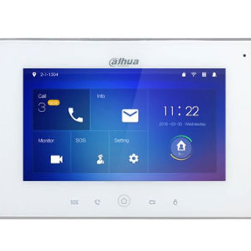 IP domofono monitorius su WIFI, 7 col. 1024×600,Micro SD kortelės prievadas,PoE(802.3af) baltas, SIP